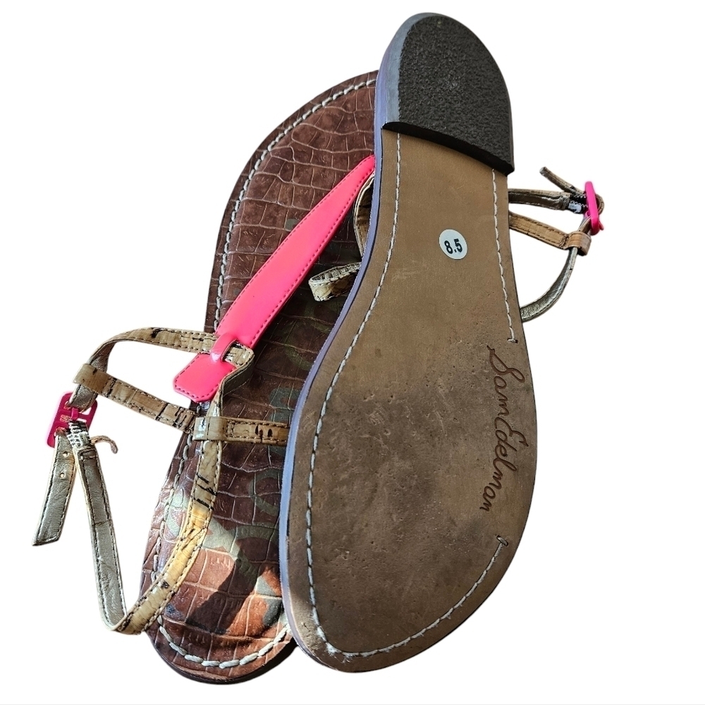 Sam Edelman GIGI Pink Gladiator Style T-Strap Thong Sandals Women's Size 8.5 - Picture 6 of 8